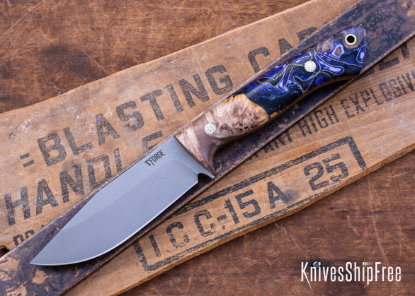 7Forge Knives: Rogue - Purple Maple Hybrid - Natural Canvas Liners - Mosaic Pins - MagnaCut
