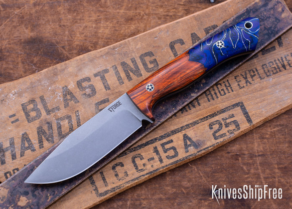 7Forge Knives: Rogue - Red & Blue Hybrid - Natural Canvas Liners - Mosaic Pins - MagnaCut