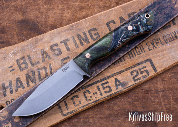 7Forge Knives: Rogue - Green Maple Hybrid - Natural Canvas Liners - Mosaic Pins - MagnaCut