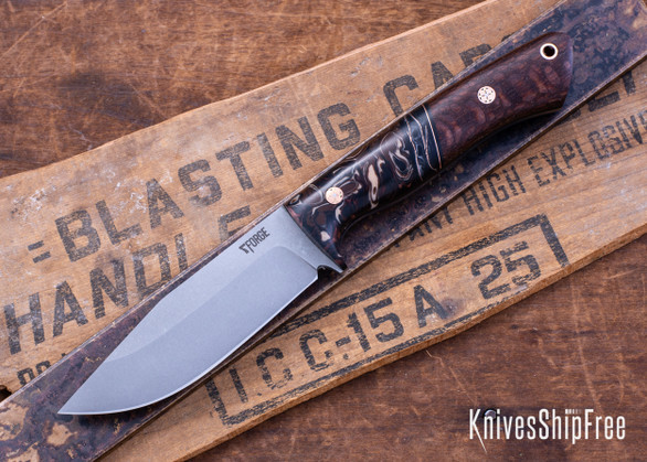7Forge Knives: Rogue - Shadow Fracture Hybrid - Black Canvas Liners - Mosaic Pins - MagnaCut