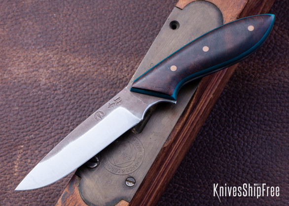 Muteki: 2.92" Emily's Neck Knife - Ironwood - Teal Micarta Liners - Hitachi White #1 Steel - #6153