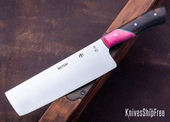 Muteki: 6.31" Nakiri - Dyed Maple/Ironwood - Turquoise G-10 Liners - Hitachi White #1 Steel - #6541