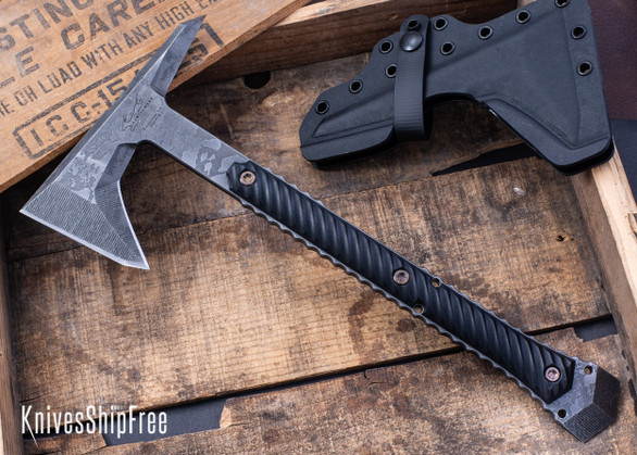 RMJ Tactical: Ragnarok 14 - Textured Black G-10 - 80CrV2 - Acid Etched