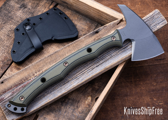 RMJ Tactical: Storm Crow - Dirty Olive G-10 - 80CrV2 - Tungsten Cerakote