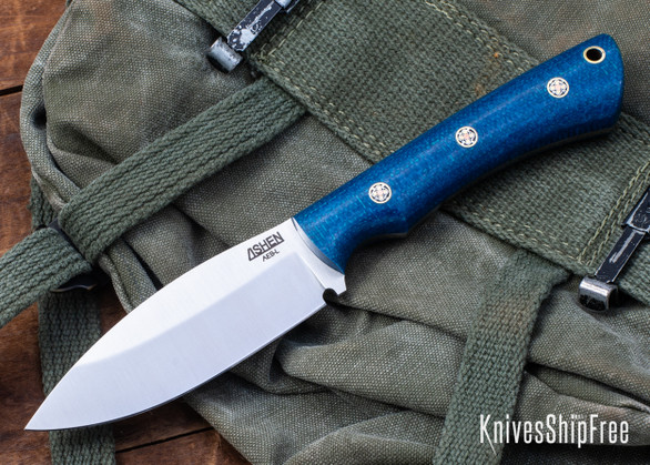 Lishen Knives: Canuck - AEB-L - Admiral Blue Micarta - Mosaic Pins