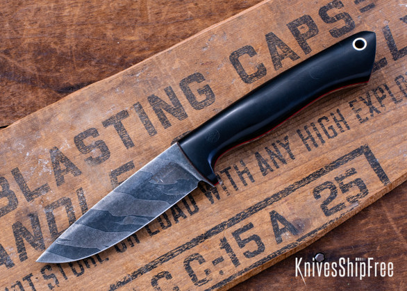 7Forge Knives:  Custom Artemis EDC - Black Paper Micarta  - Red Liners - Black Pins - AEB-L
