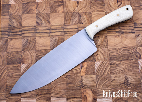 Riner Customs: 8.5" Chef Knife - Winter Frost Micarta - Black Liners - Brass Pins - AEB-L