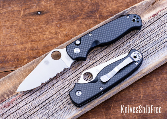 Spyderco: ButtonUp - Button Lock - Carbon Fiber/G-10 - 8Cr13MoV - Combo Edge