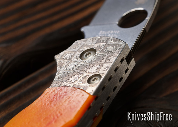 Spyderco 50th Anniversary Sprint Run - Native 5 - Lockback - Amber Bone - CPM-S90V - Etched Mosaic Bolster - C41BA50TH