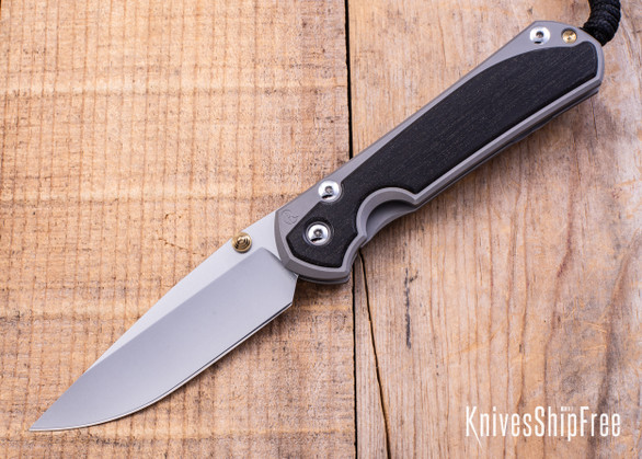 Chris Reeve Knives: Large Sebenza 31 - Glass Blasted Titanium - Bog Oak Inlay - CPM-MagnaCut - Drop Point - CR09IL007