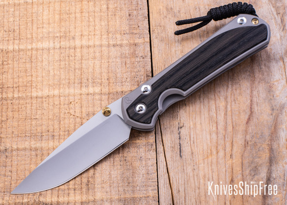 Chris Reeve Knives: Large Sebenza 31 - Glass Blasted Titanium - Bog Oak Inlay - CPM-MagnaCut - Drop Point - CR09IL009