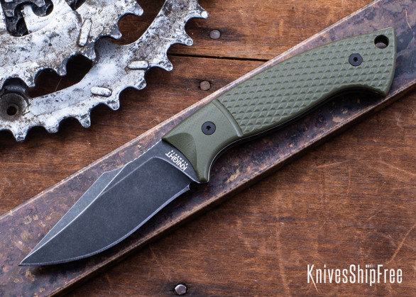 Knight Elements: Hummingbird EDC - OD Green G-10 - AUS10A - Dark Stonewash