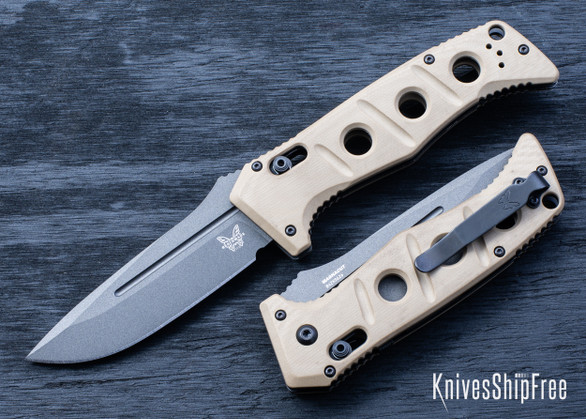Benchmade Knives: 2750GY-05 Auto Adamas - AXIS Lock - Desert Tan G-10 - CPM-MagnaCut - Tungsten Gray Cerakote
