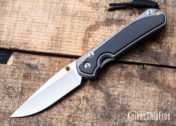 Chris Reeve Knives: Large Sebenza 31 - Glass Blasted Titanium - Bog Oak Inlay - CPM-MagnaCut - Drop Point - CR09IL028