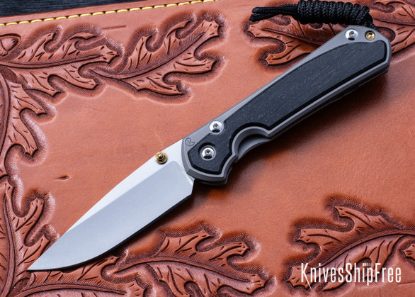 Chris Reeve Knives: Small Sebenza 31 - Glass Blasted Titanium - Bog Oak Inlay - CPM-MagnaCut - Drop Point - CR08JL008