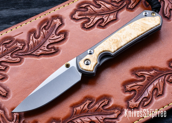 Chris Reeve Knives: Small Sebenza 31 - Glass Blasted Titanium - Box Elder Inlay - CPM-MagnaCut - Drop Point - CR07JL009