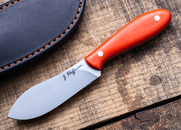 J. Hoffman Knives: #2667 Donegal 85 - Orange Linen Micarta - AEB-L