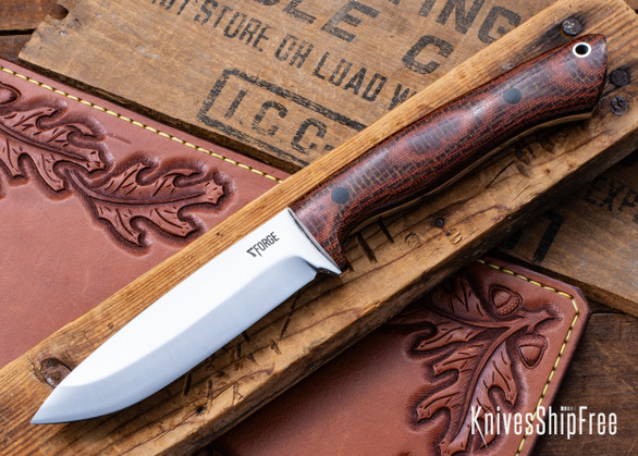 7Forge Knives: Artemis Bushcrafter - Kali Burlap Micarta - Black Liners - 52100