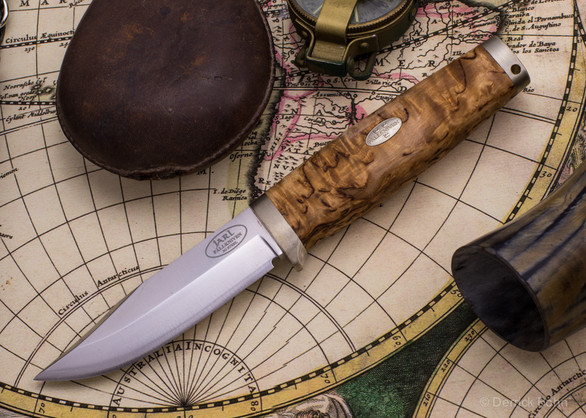 Fallkniven: SK1L Curly Birch Scandi Knife - SK1 Leather Sheath