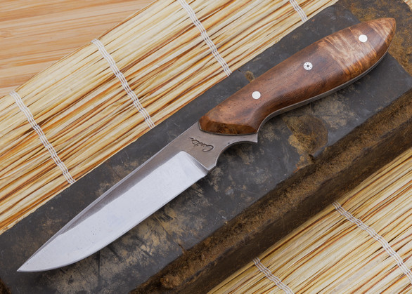 Carter Cutlery: Standard Neck Knife - Laminated White Steel - Stabilized Burl - 1