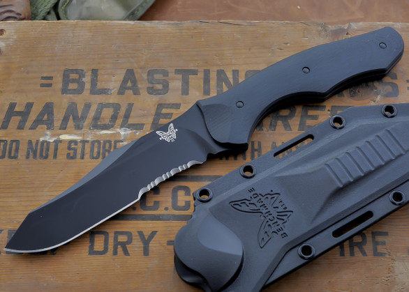 Benchmade Knives: 183SBK Contego - Fixed Blade - Serrated - Black Finish