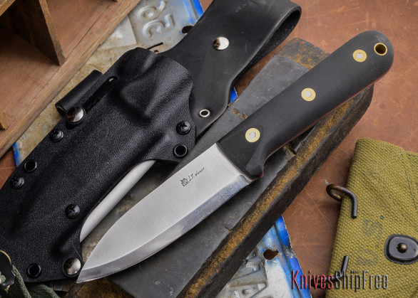 L.T. Wright Knives: Genesis - One Foot in the Wild - Black G-10 - Scandi Grind - A2 Steel