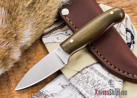 L.T. Wright Knives: Patriot - Green Micarta / Red Liners - Flat Ground - D2 Steel