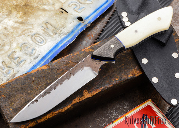 Carter Cutlery: Whitecrane Jr. - Bone / Carbon Fiber - Blue Liners