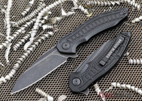 Brous Blades: Bionic 2.0 - Black Aluminum Handles - Acid Stonewash Finish