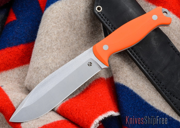 Dan Koster Knives: M.U.C.K. - CPM 3V - Orange G-10 - Black Leather
