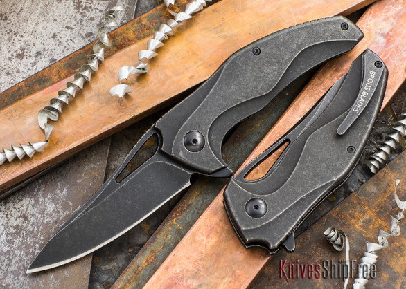 Brous Blades: Exo - Titanium Handles - Full Acid Stonewash Finish