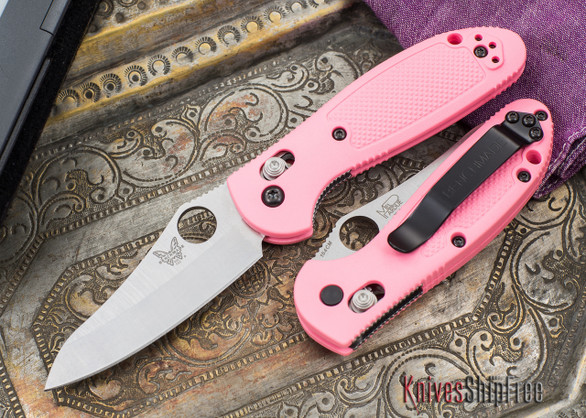 Benchmade Knives: 555HG-PNK Mini Griptilian - Pink Scales - Sheepsfoot Blade