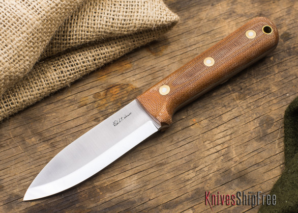 L.T. Wright Knives: Genesis - Natural Micarta - Scandi Grind - A2 Steel - Matte