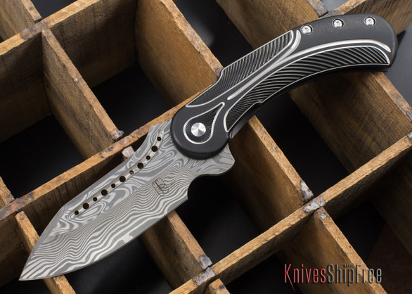 Todd Begg Knives: Steelcraft Series - Field Marshall - Black & Silver Titanium - Thor Damasteel - F