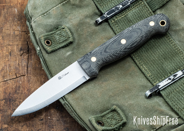 L.T. Wright Knives: GNS - Scandi Grind - Black Canvas Micarta - Matte