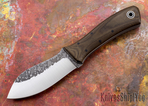 Fiddleback Forge: Nessmuk - Brown Canvas Micarta - Black / White Liners - A2 Steel