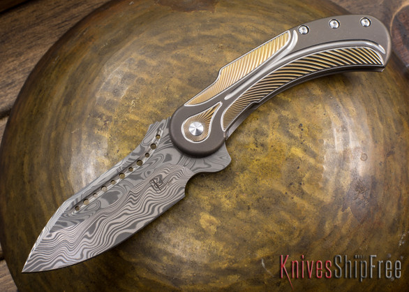 Todd Begg Knives: Steelcraft Series - Field Marshall - Bronze, Gold, & Silver Titanium - Thor Damasteel - G