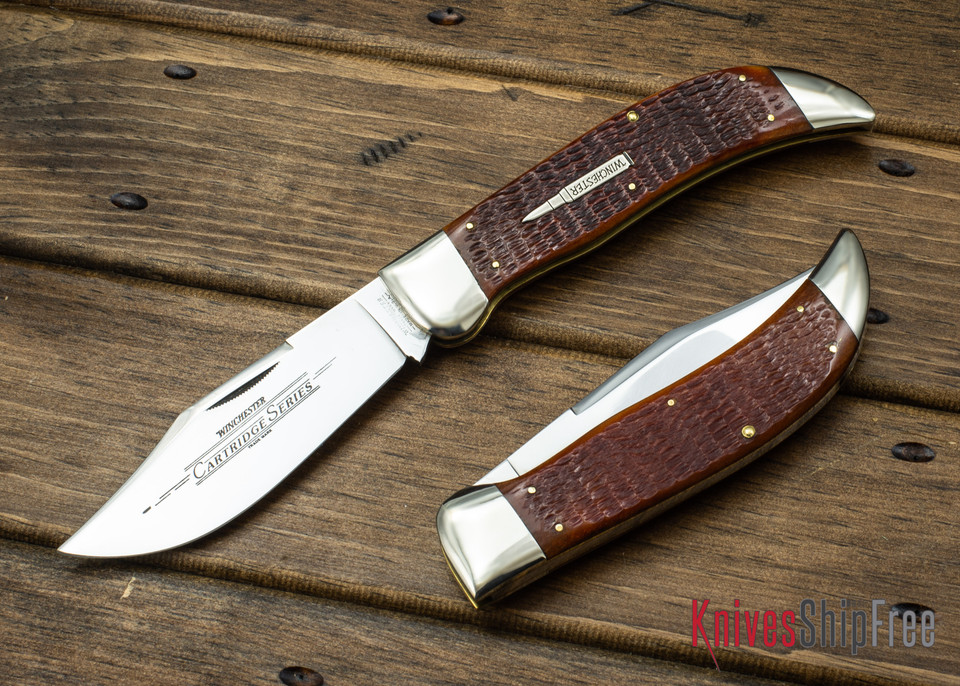 Winchester Cartridge Series Clasp Knife Burnt Orange Bone