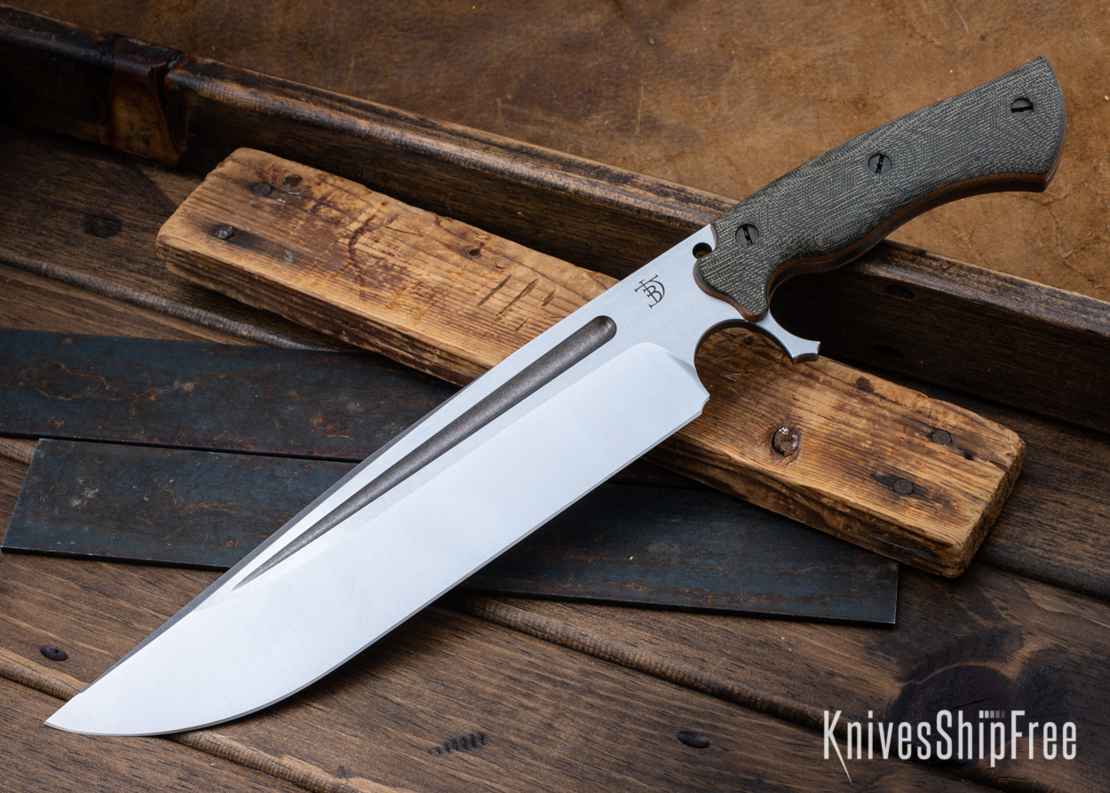 Cave Bear - Nitro-V - OD Green Micarta - Natural Liners - Satin Finish (Front)