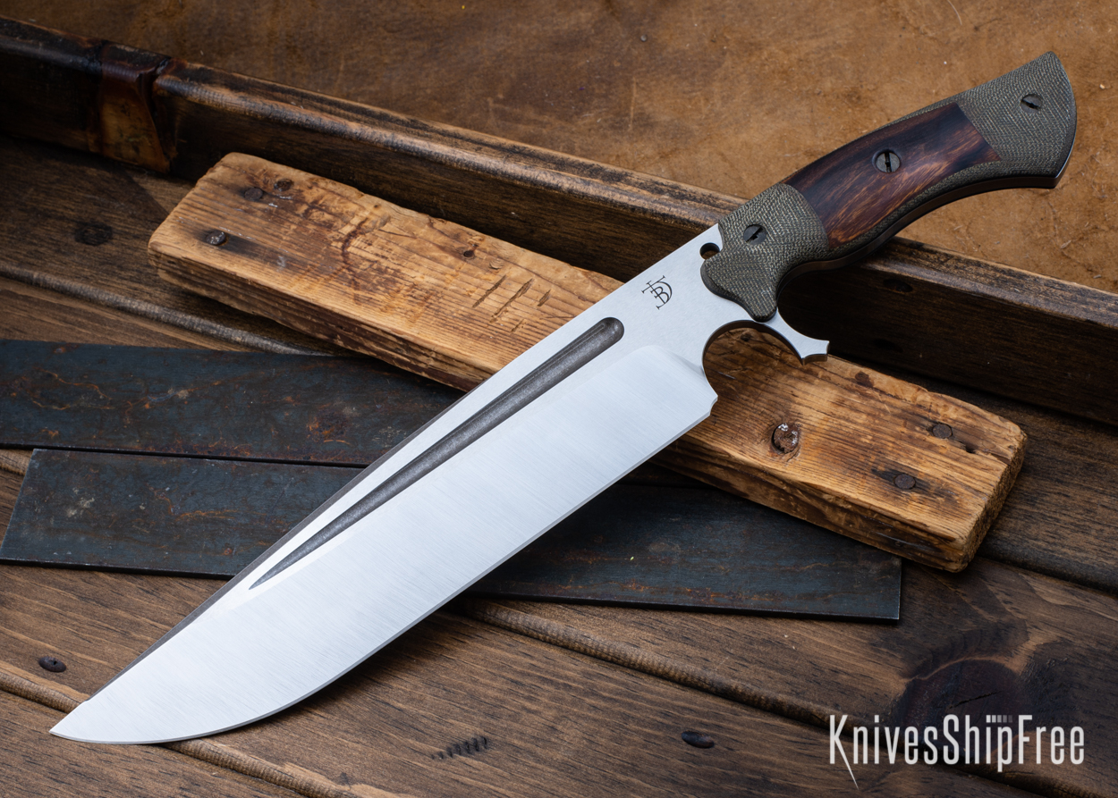 Cave Bear - Nitro-V - OD Green Micarta/Desert Ironwood - Black Liners - Satin Finish (Front)