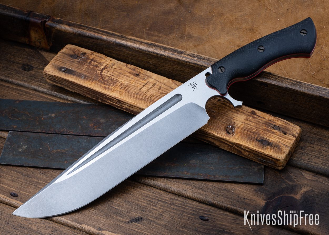 Cave Bear - CPM-3V - Black Micarta - Red Liners - Tumbled Finish (Front)