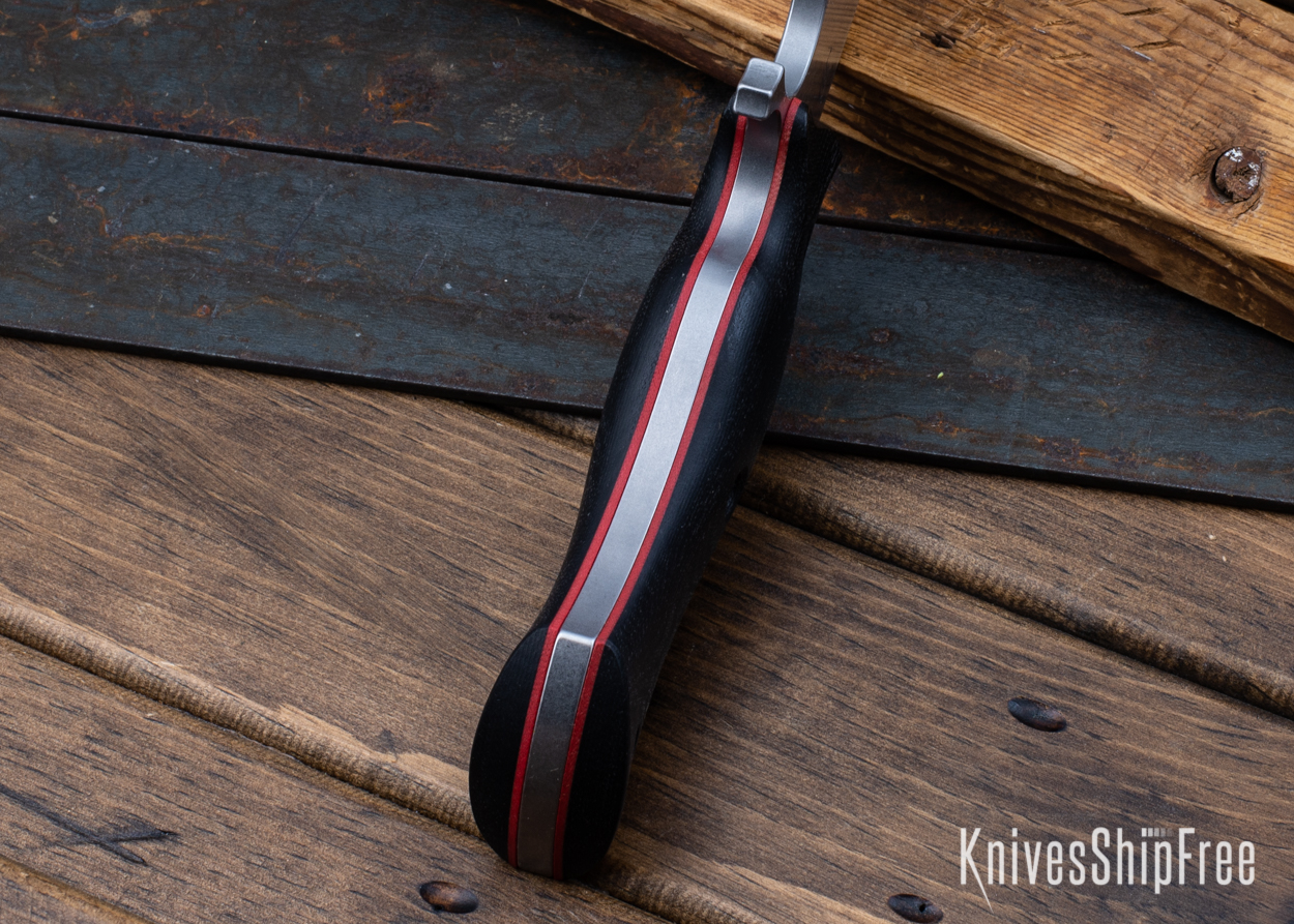 Cave Bear - CPM-3V - Black Micarta - Red Liners - Tumbled Finish (Liners)