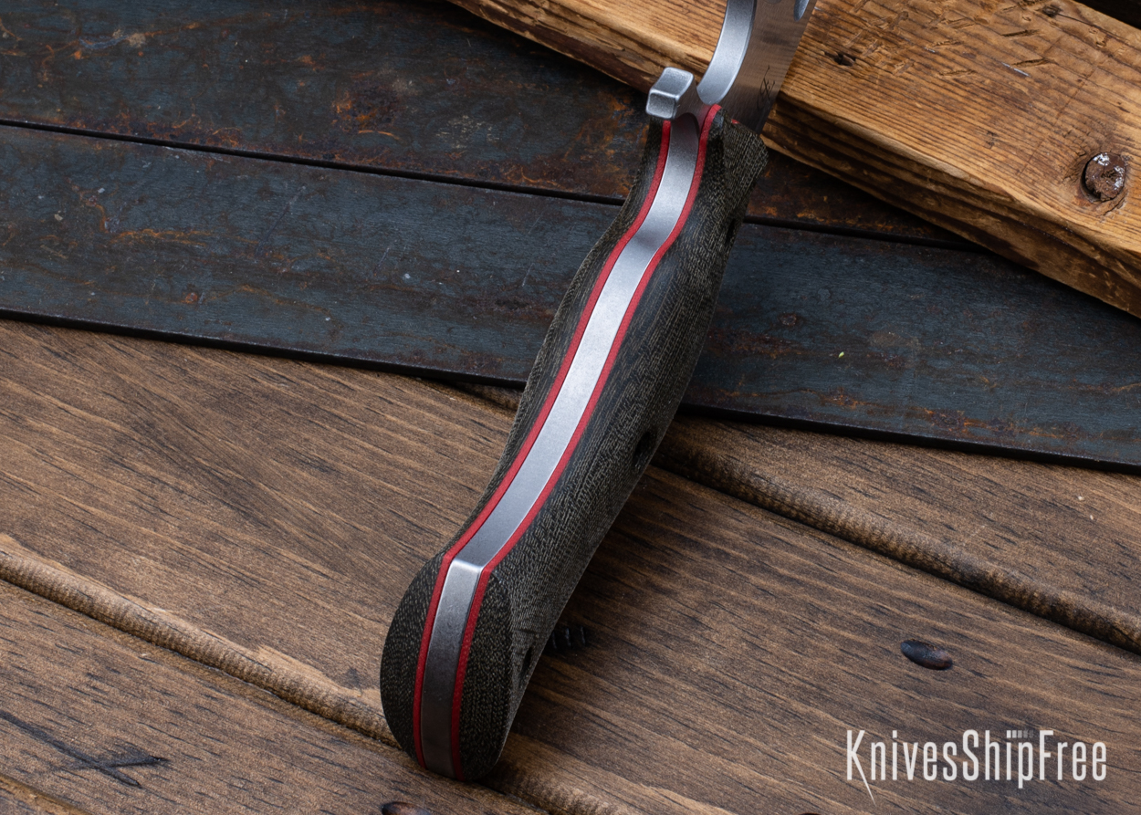 Cave Bear - CPM-3V - Green Micarta - Red Liners - Tumbled Finish (Liners)