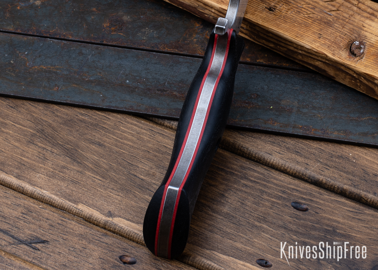 Cave Bear - Nitro-V - Black Micarta - Red Liners - Satin Finish (Liners)