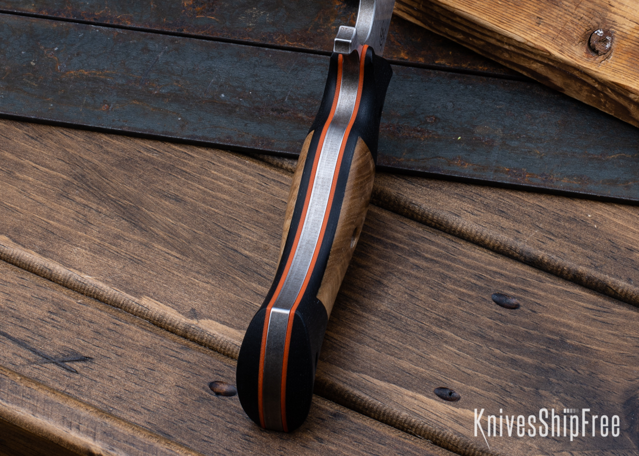 Cave Bear - Nitro-V - Black Micarta/Black Ash Burl - Orange Liners - Satin Finish (Liners)