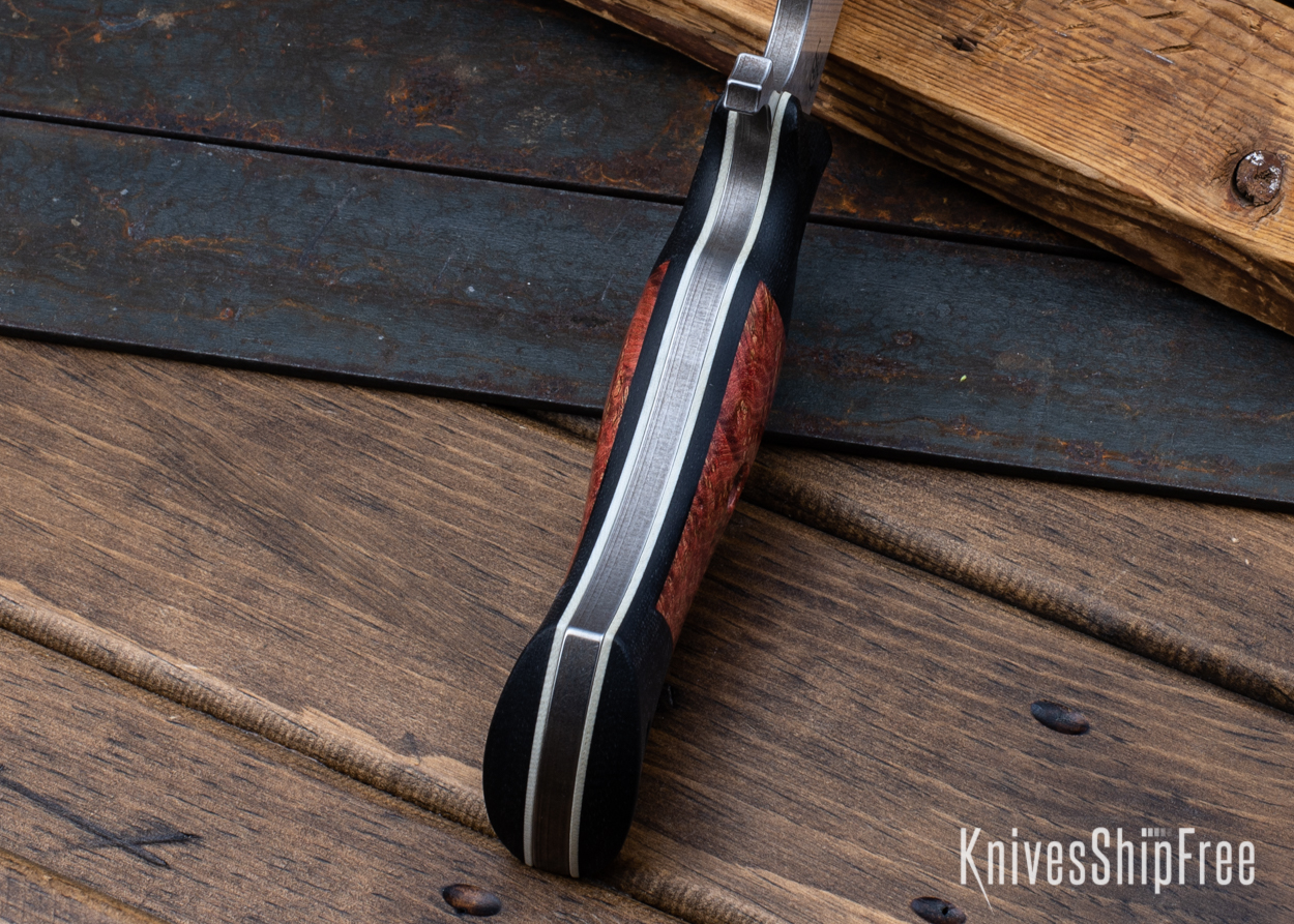 Cave Bear - Nitro-V - Black Micarta/Red Maple Burl - White Liners - Satin Finish (Liners)