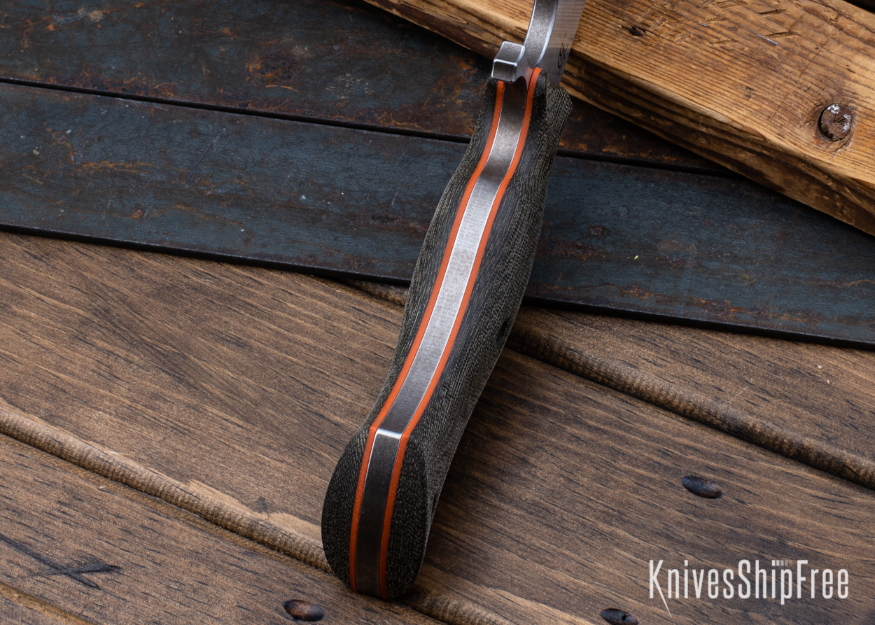 Cave Bear - Nitro-V - Green Micarta - Orange Liners - Satin Finish (Liners)