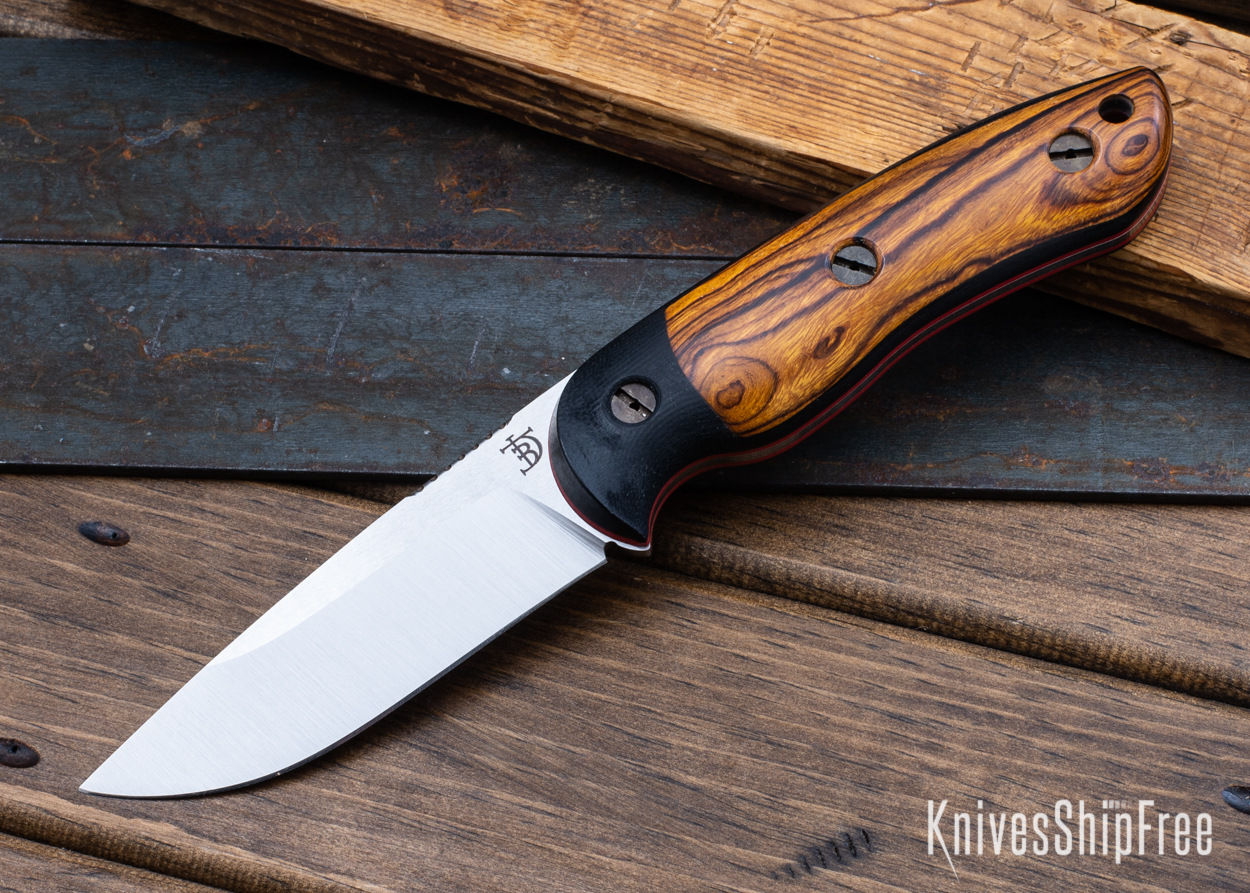 Bushy - Nitro-V - Black Micarta/Desert Ironwood - Red Liners - Satin Finish (Front)