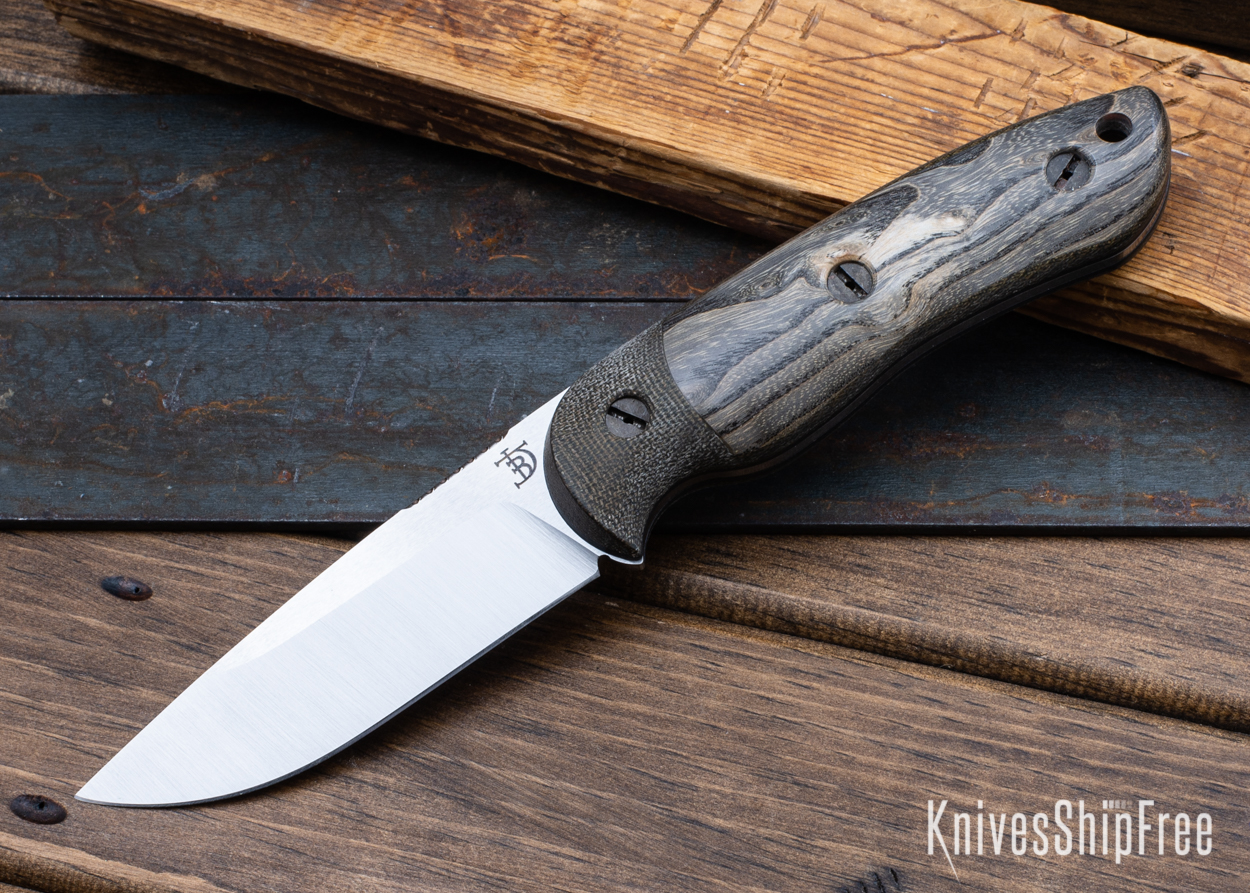 Bushy - Nitro-V - Green Micarta/Black Rustic Maple - Black Liners - Satin Finish (Front)