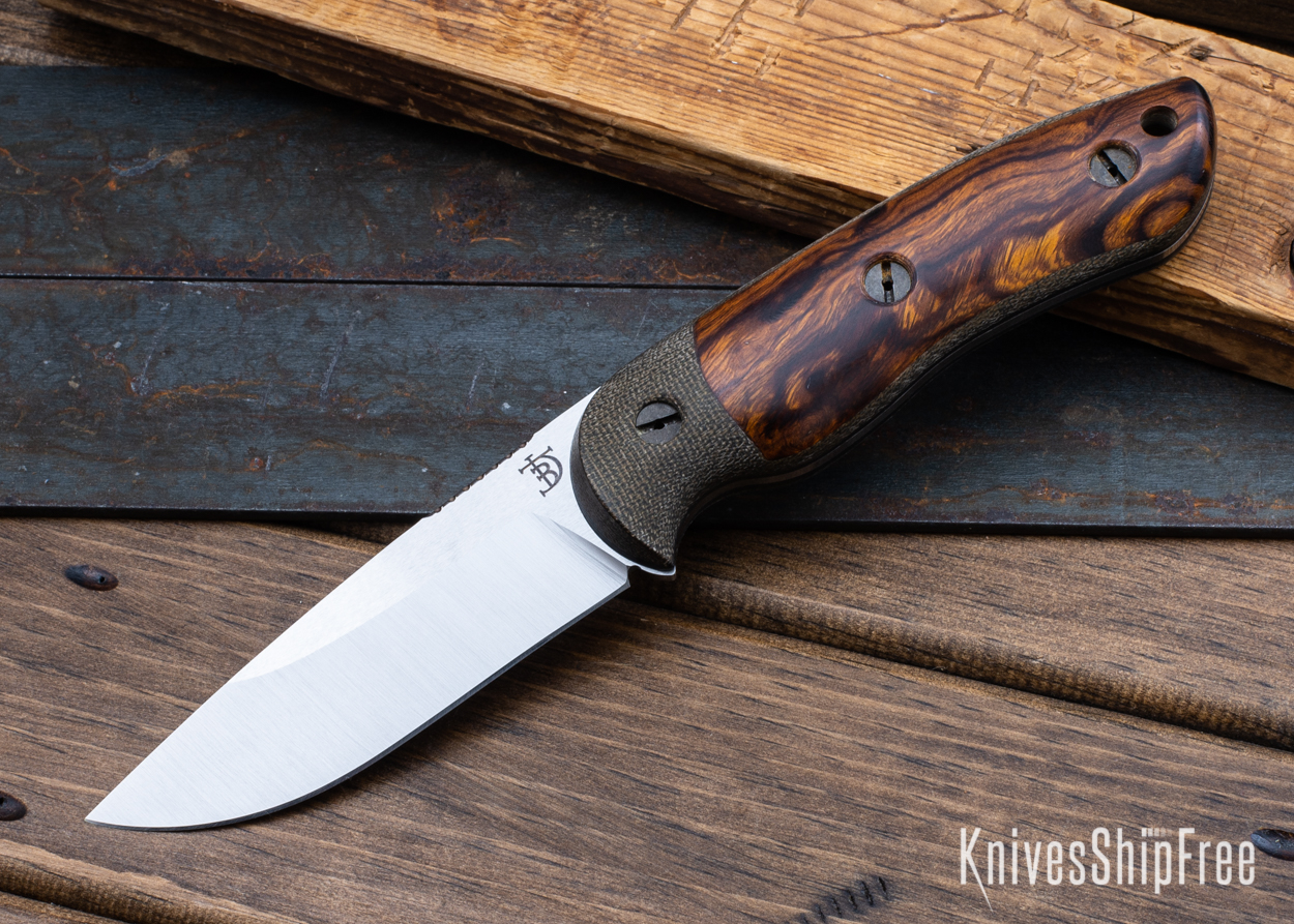 Bushy - Nitro-V - OD Green Micarta/Desert Ironwood - Black Liners - Satin Finish (Front)